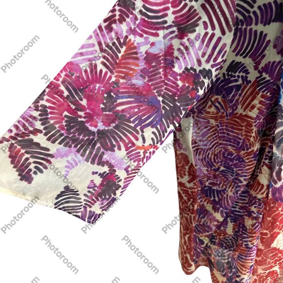 Chico's Size 1 Multicolor Sheer Kimono - Picture 6 of 7